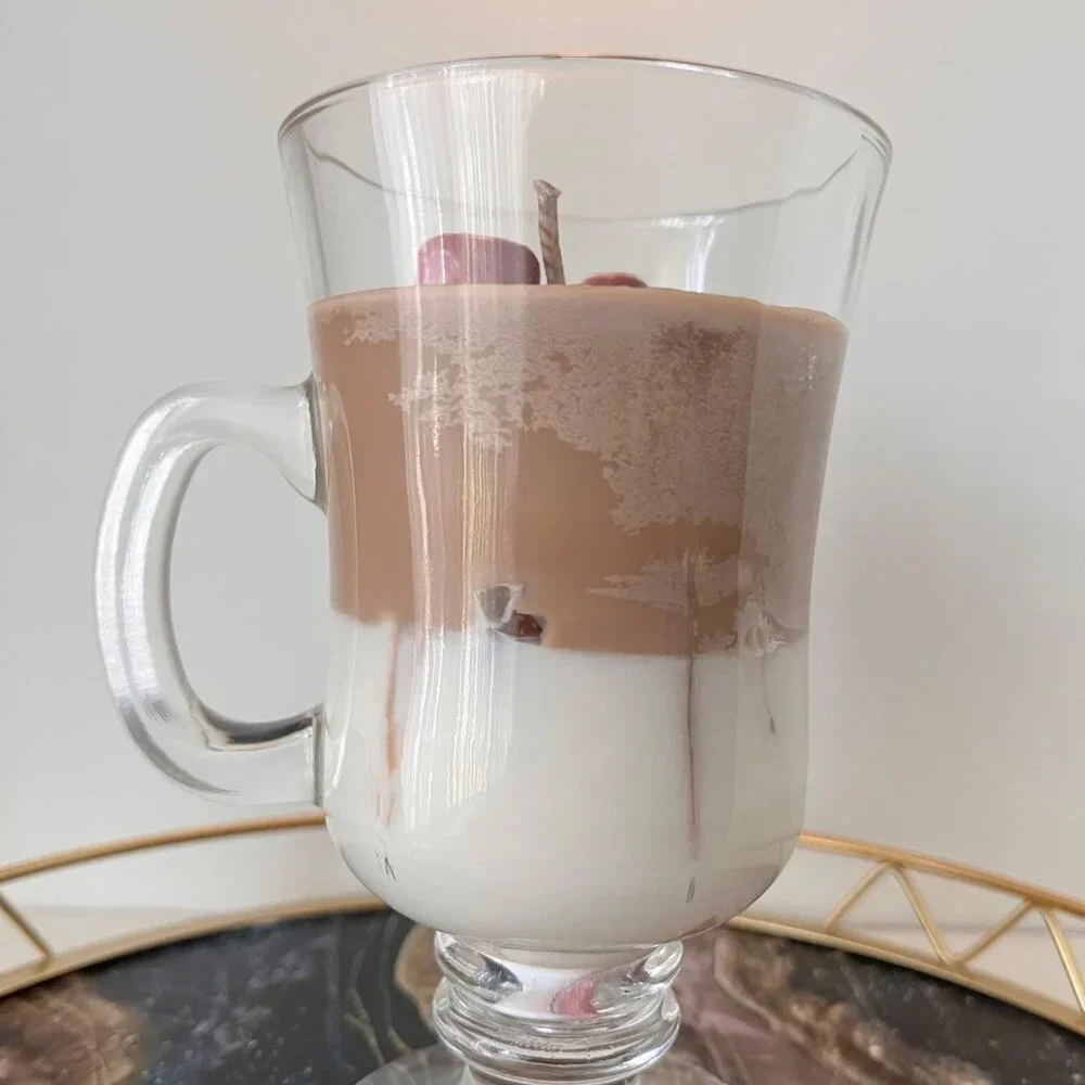 Handmade coffee cup candle, cappuccino-shaped soy candle, realistic home decor,